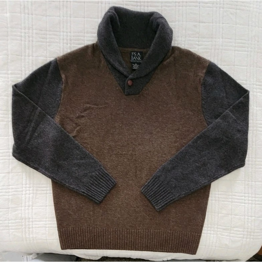 Jos A Bank Executive Collection Lambswool Cowl Neck‎ Sweater Brown 2 Tone Mens M